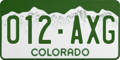 CO license plate 012AXG