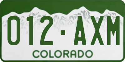 CO license plate 012AXM