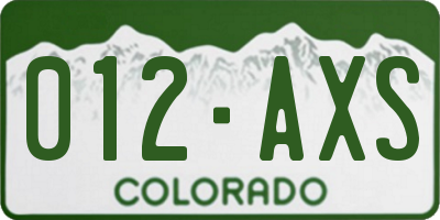 CO license plate 012AXS