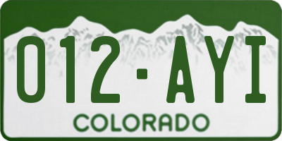 CO license plate 012AYI