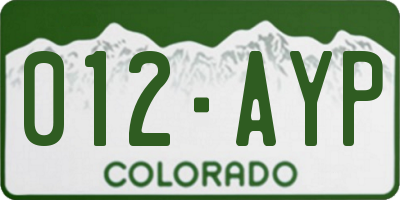 CO license plate 012AYP