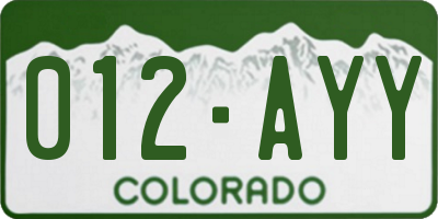 CO license plate 012AYY