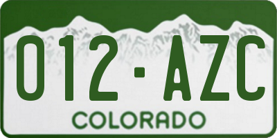 CO license plate 012AZC
