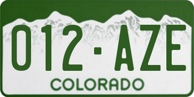 CO license plate 012AZE