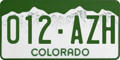 CO license plate 012AZH