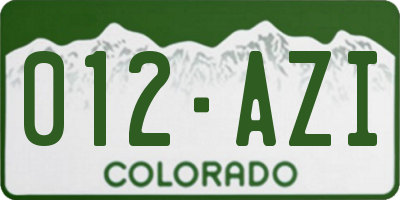 CO license plate 012AZI