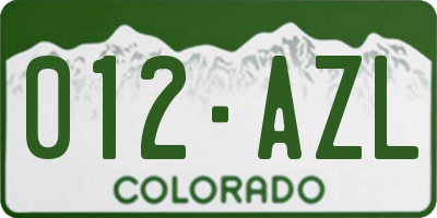 CO license plate 012AZL