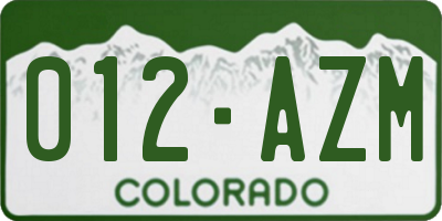 CO license plate 012AZM