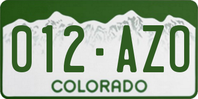 CO license plate 012AZO