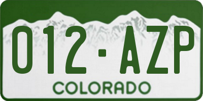 CO license plate 012AZP