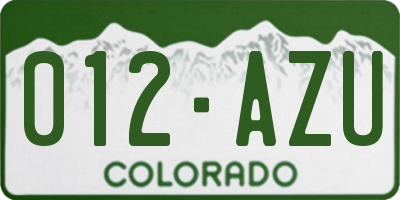 CO license plate 012AZU