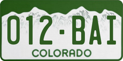 CO license plate 012BAI