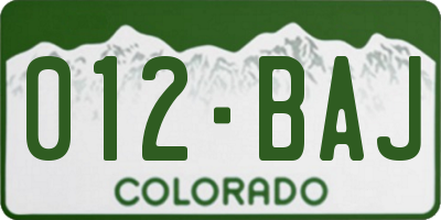 CO license plate 012BAJ