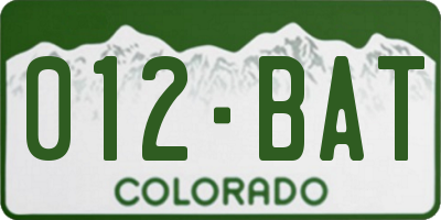 CO license plate 012BAT
