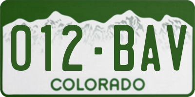 CO license plate 012BAV