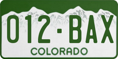 CO license plate 012BAX