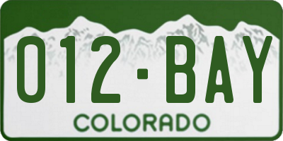 CO license plate 012BAY