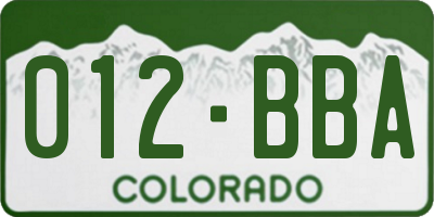 CO license plate 012BBA