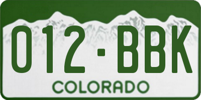 CO license plate 012BBK