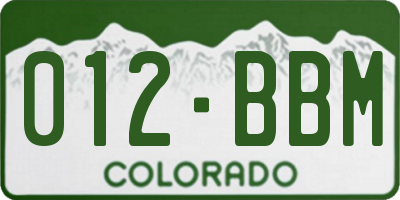 CO license plate 012BBM