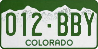 CO license plate 012BBY