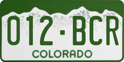 CO license plate 012BCR