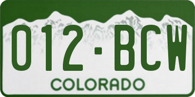 CO license plate 012BCW