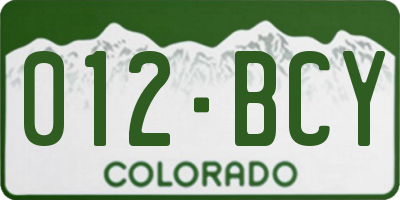 CO license plate 012BCY