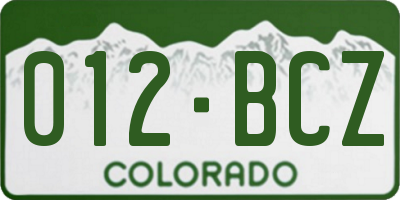 CO license plate 012BCZ
