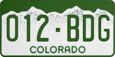 CO license plate 012BDG