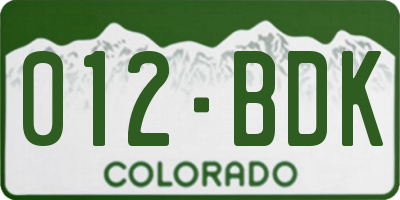 CO license plate 012BDK