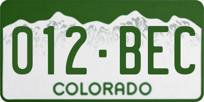 CO license plate 012BEC