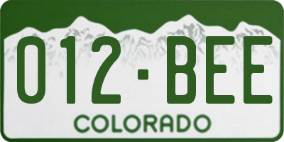 CO license plate 012BEE