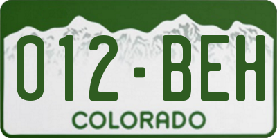 CO license plate 012BEH