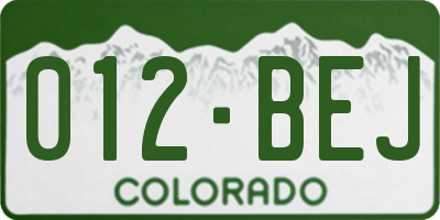 CO license plate 012BEJ