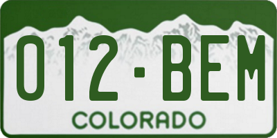CO license plate 012BEM