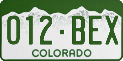 CO license plate 012BEX