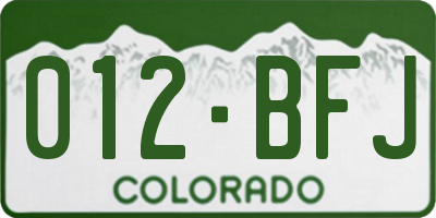 CO license plate 012BFJ