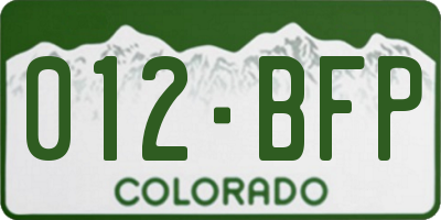 CO license plate 012BFP
