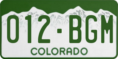 CO license plate 012BGM