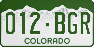 CO license plate 012BGR