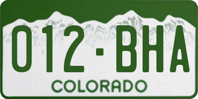 CO license plate 012BHA