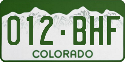 CO license plate 012BHF