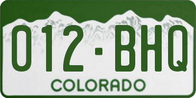 CO license plate 012BHQ