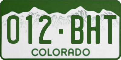 CO license plate 012BHT