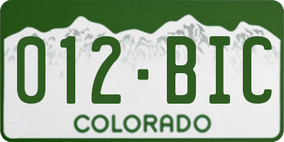 CO license plate 012BIC