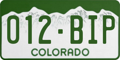 CO license plate 012BIP
