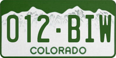 CO license plate 012BIW