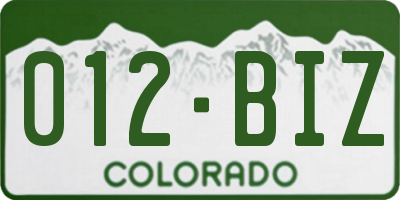 CO license plate 012BIZ