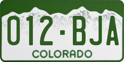 CO license plate 012BJA
